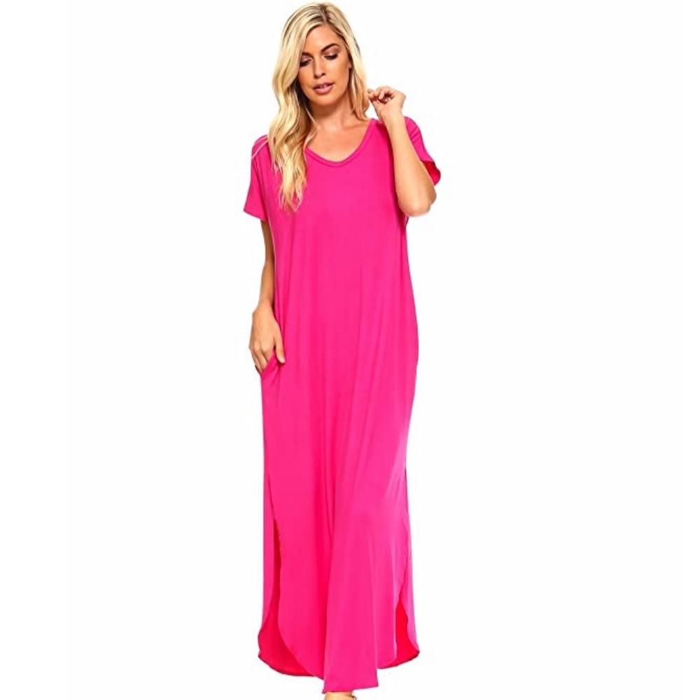 Last One! Pink Cami Maxi w Side Pockets w Defect - Picture 2 of 5